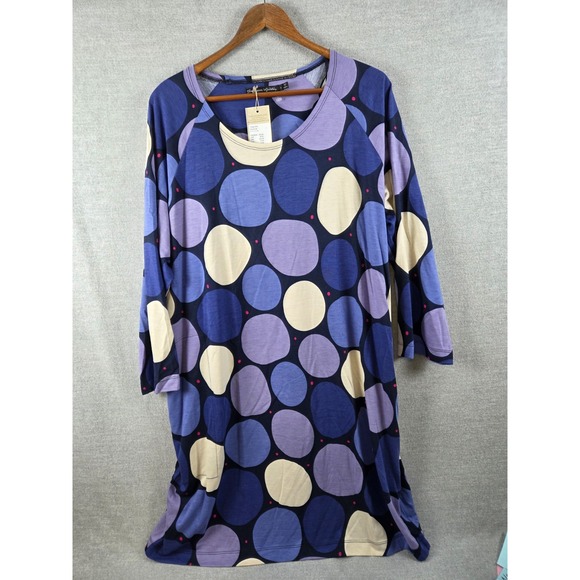 Gudrun Sjoden Dresses & Skirts - GUDRUN SJODEN L Tango Tunic Dress Purple Blue Polka Dot Organic Cotton Boho NEW
